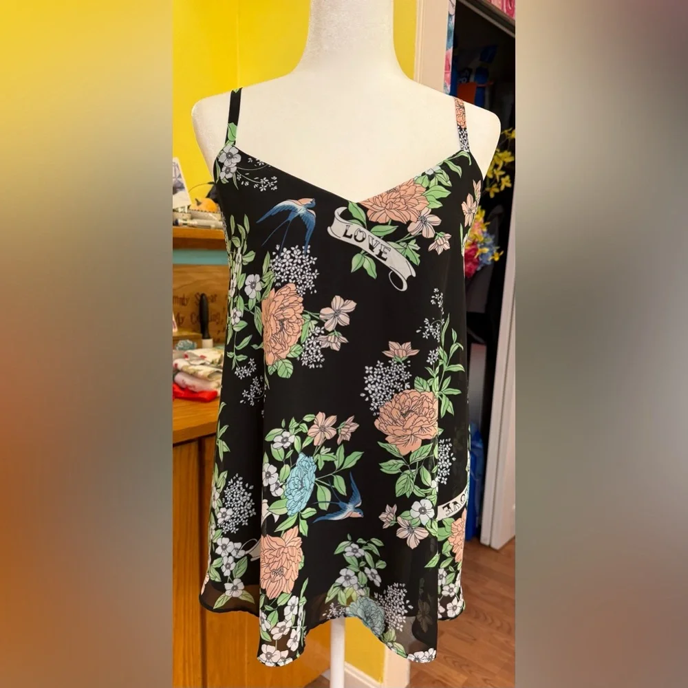 Torrid Sophie Chiffon Swing Cami - Love Bird Print - Picture 3 of 8